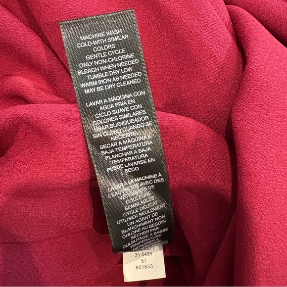 NWT, White House Black Market Tie Neck Blouson Dress in Red Plum, Sz XL - Picture 16 of 16